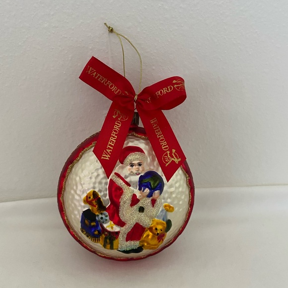 Vintage Waterford Christmas Ornament Blown Glass Two Sided Santa Claus Globe Toy - Picture 14 of 14